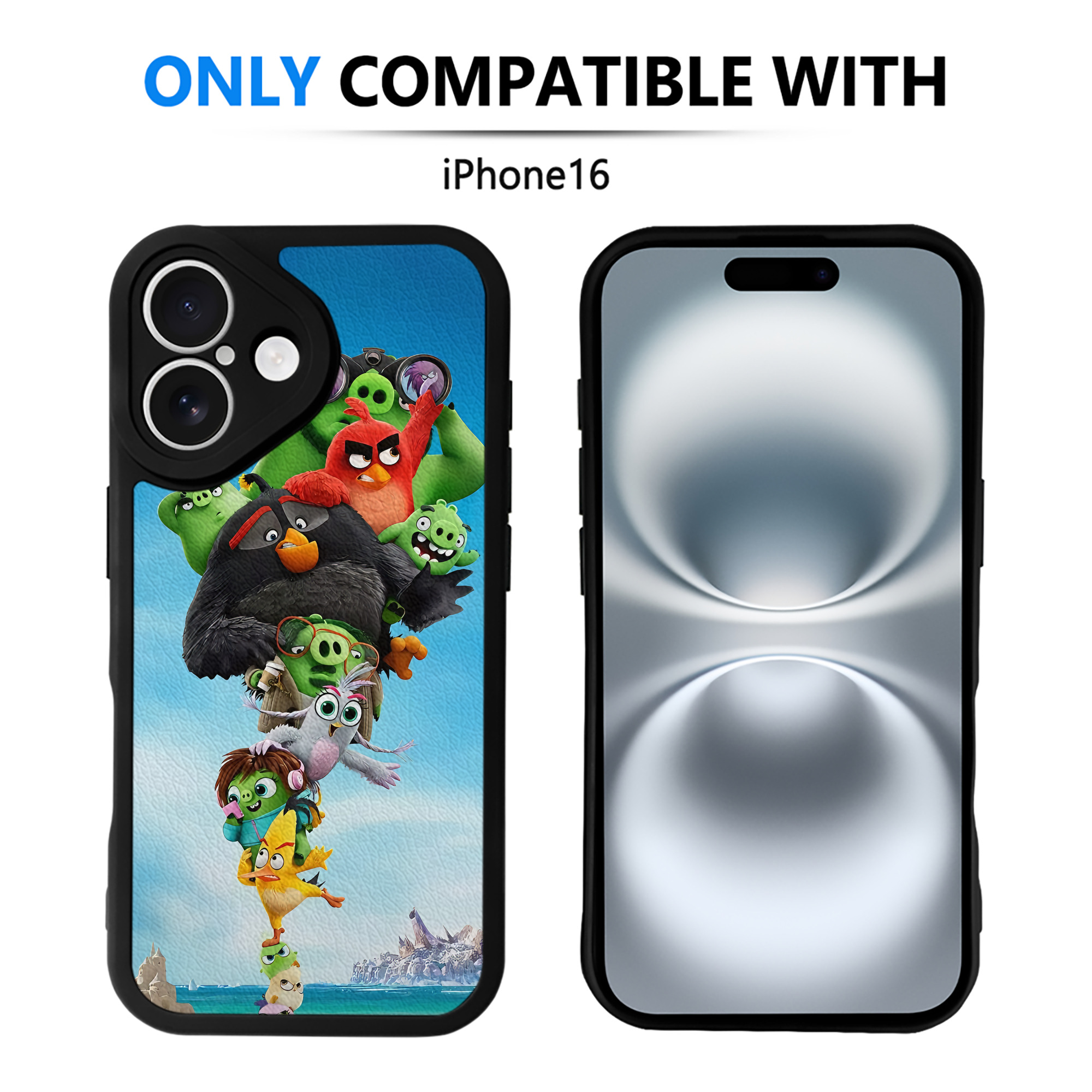 （画像用） Angry Birds アングリーバード 【iPhone 16シリーズ対応】シリコンスマホケース（レザー調） 材質：シリコン